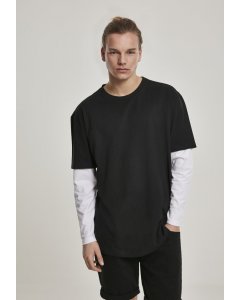 Men´s T-shirt long-sleeve // Urban Classics Oversized Shaped Double Layer LS Tee black/white