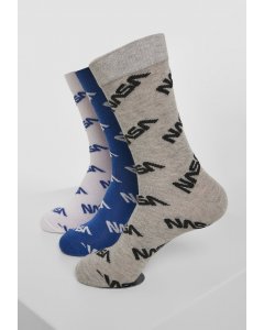 Socks // Mister tee NASA Allover Socks 3-Pack blue/grey/white