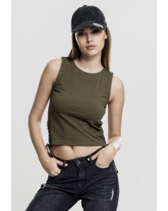 Women´s tank top  // Urban classics Ladies Lace Up Cropped Top olive