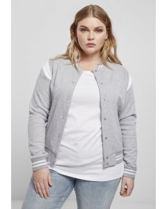 Women´s hoodie college // Urban classics Ladies Organic Inset College Sweat Jacket grey/white