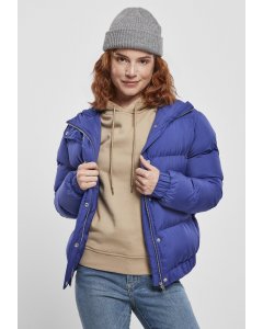 Women´s waist jacket // Urban classics Ladies Hooded Puffer Jacket bluepurple