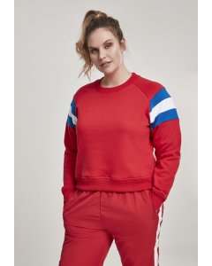 Women´s pullover // Urban Classics Ladies Sleeve Stripe Crew firered/brightblue/white