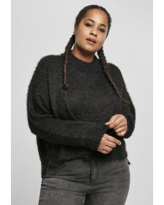 Women´s hoodiewaist // Urban classics Ladies Oversized Turtleneck Feather Sweater black