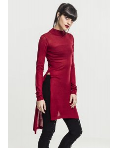 Woman dress // Urban classics Ladies Fine Knit Turtleneck Long Shirt burgundy