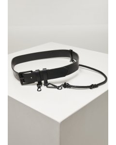 Women's belt // Urban classics Imitation Leather Belt With Key Chain black