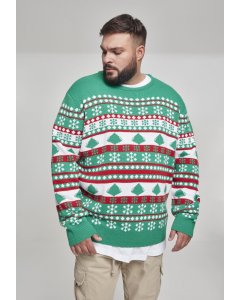 Men´s sweater // Urban Classics Snowflake Christmas Tree Sweater treegreen/white/firered