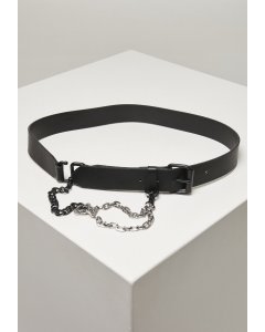 Women's belt // Urban classics Imitation Leather Belt With Metal Chain black