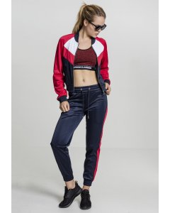 Women´s hoodie zipper // Urban classics Ladies Short Raglan Track Jacket navy/fire red/white