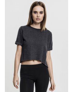 Women´s T-shirt waist  // Urban classics Ladies Cropped Burnout Short Sleeve Crew darkgrey