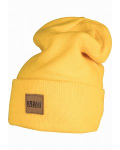 Urban Classics Accessoires / Synthetic Leatherpatch Long Beanie chrome yellow