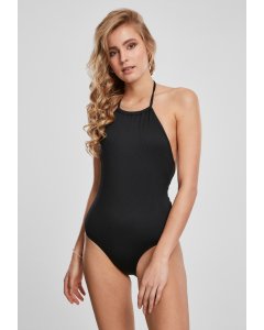 Swimwear for women  // Urban classics Ladies Rib Neckholder Swimsuit black