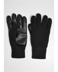 Gloves // Urban Classics Synthetic Leather Knit Gloves black