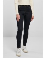 Urban Classics / Ladies Organic High Waist Skinny Jeans darkblue raw