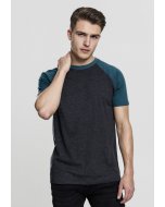 Men´s T-shirt short-sleeve // Urban Classics Raglan Contrast Tee charcoal/teal