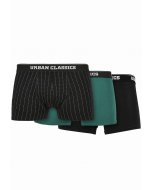 Men's boxers // Urban classics Organic Boxer Shorts 3-Pack pinstripe aop+black+treegreen