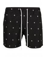 Swimsuit shorts // Urban classics Embroidery Swim Shorts skull/black/white