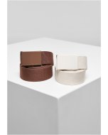 Men's belt // Urban classics Colored Buckle Canvas Belt 2-Pack bark/whitesand