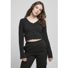Women´s sweater // Urban classics Ladies Cropped Rib Cardigan black
