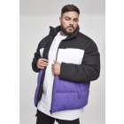 Men´s winter jacket // Urban Classics 3-Tone Boxy Puffer Jacket black/ultraviolet/white