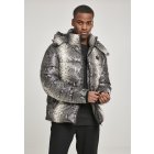Men´s winter jacket // Urban Classics Hooded AOP Puffer Jacket grey snake
