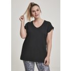 Women´s T-shirt long  // Urban classics Ladies Round V-Neck Extended Shoulder Tee black