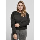 Women´s T-shirt long-sleeve // Urban classics Ladies Short Oversized Lace Inset Crew black