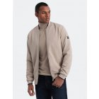 Men's structured fabric bomber jacket - beige V1 OM-JANP-0142