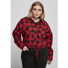 Women's shirt // Urban classics Ladies Short Oversized Check Shirt black/red