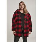 Women´s jacket // Urban Classics Ladies Hooded Oversized Check Sherpa Jacket firered/blk