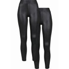 Leggings // Urban classics Ladies Synthetic Leather Leggings 2-Pack black+black