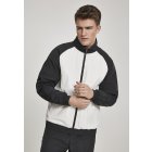 Men´s hoodie zipper // Urban Classics Crinkle Contrast Raglan Track Jacket wht/blk
