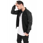 Men´s jacket // Urban Classics Cotton Bomber Leather Imitation Sleeve Jacket blk/blk