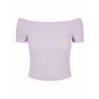 Women´s T-shirt  // Urban classics Ladies Off Shoulder Rib Tee lilac