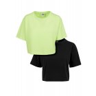 Women´s T-shirt waist  // Urban classics Ladies Short Oversized Neon Tee 2-Pack electriclime/black