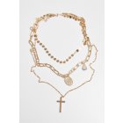 Urban Classics Accessoires / Pearl Cross Necklace gold