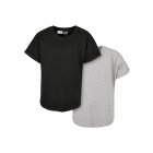 Kid`s t-shirt // Urban Classics / Boys Long Shaped Turnup Tee 2-Pack grey+black